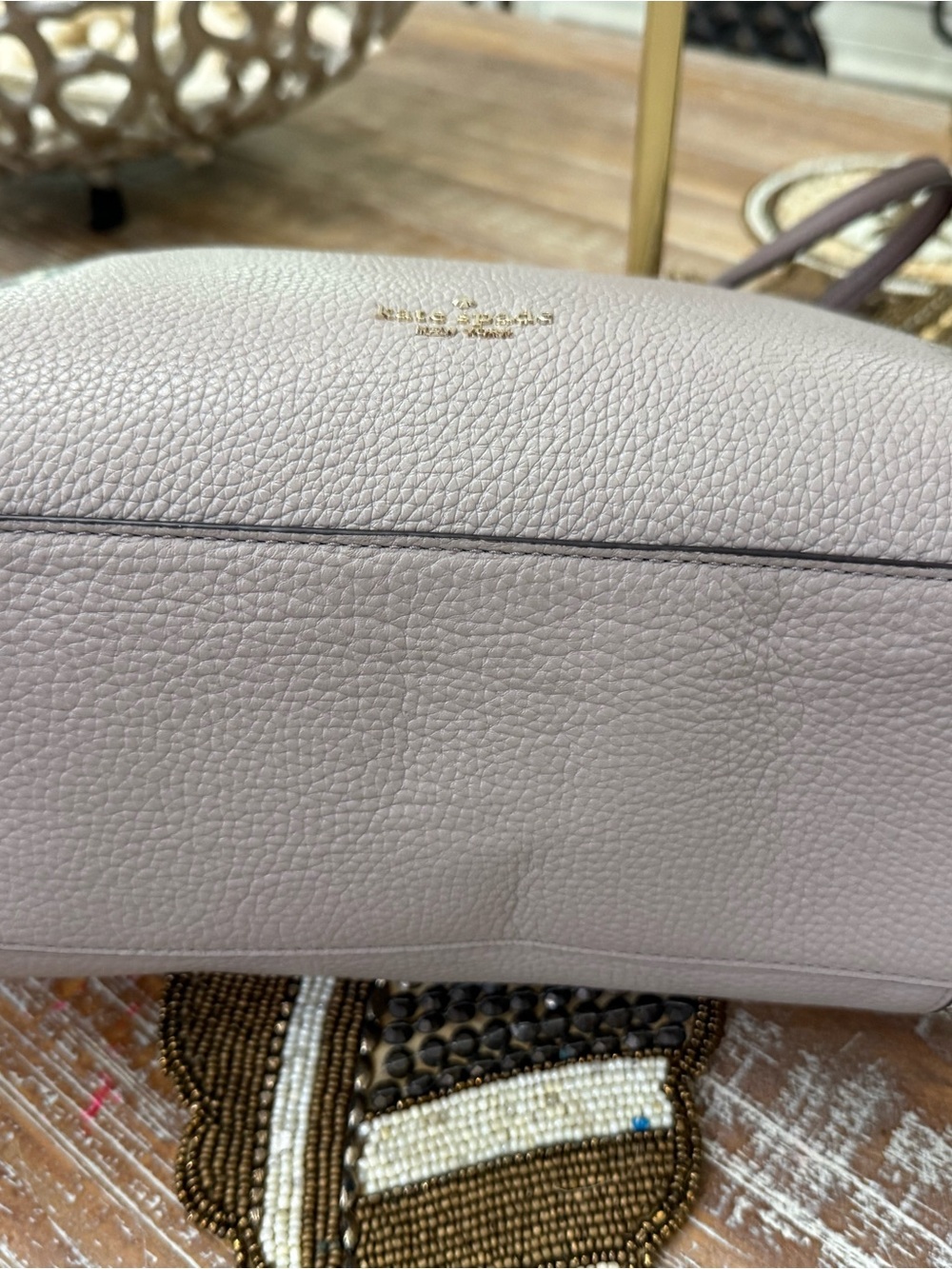 Kate Spade Mauve  & Dark Mauve Pebbled Leather Shoulder Bag 10 1/2” x 13”. - Picture 4 of 9